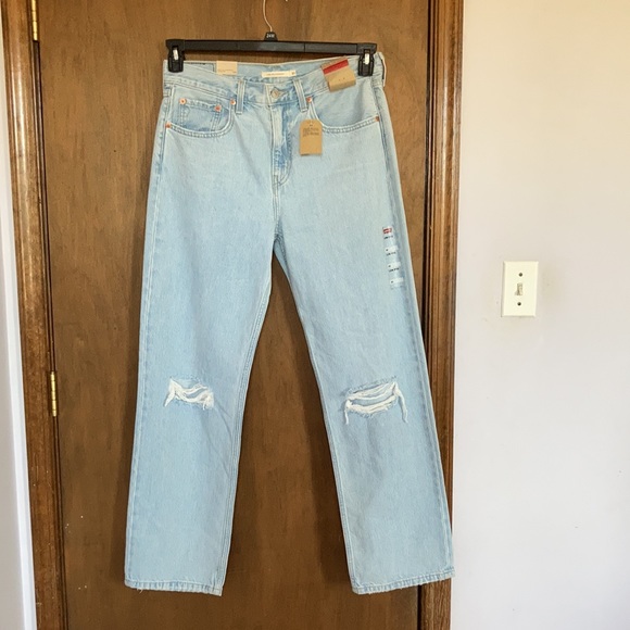 Levi’s distressed low pro jean midrise straight leg jean cotton size 30 - Picture 1 of 17